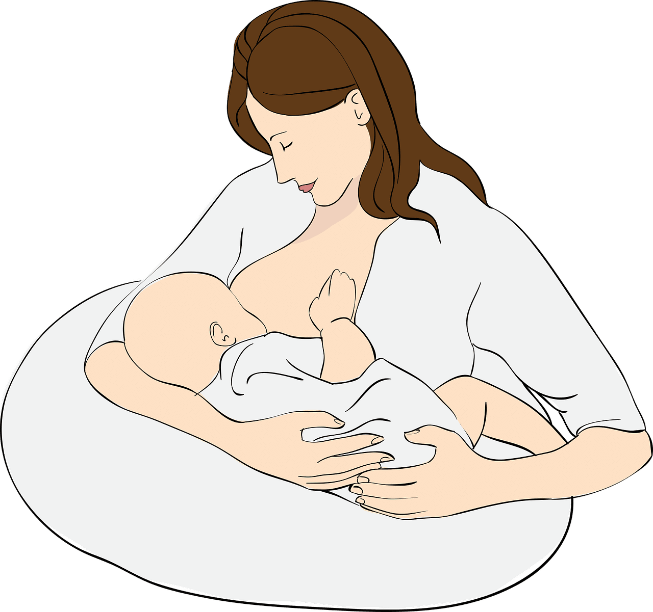 mom breast feeding baby